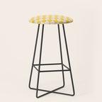 Checkerboard Check Checkered Pattern Yellow Cream Stool Gallery Image 1