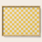 Checkerboard Check Checkered Pattern Yellow Cream Serving Tray Gallery Image 1