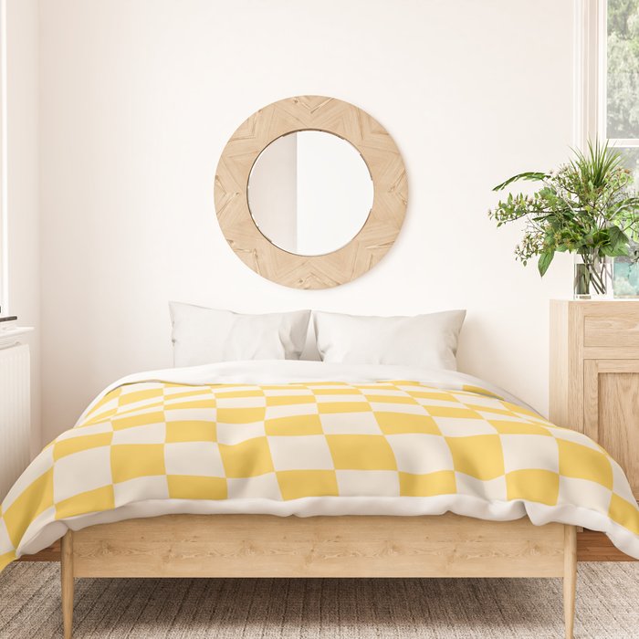 Checkerboard Check Checkered Pattern Yellow Cream Duvet Cover Gallery Image 3