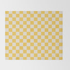 Checkerboard Check Checkered Pattern Yellow Cream Throw Blanket Gallery Image 2