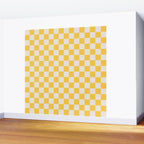 Checkerboard Check Checkered Pattern Yellow Cream Wall Mural Gallery Image 2