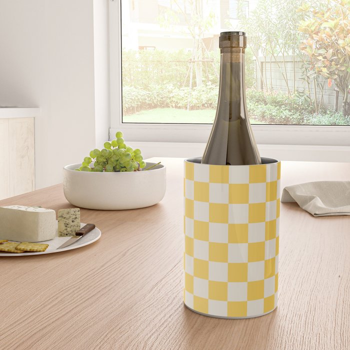 Checkerboard Check Checkered Pattern Yellow Cream Wine Chiller Gallery Image 4