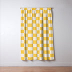 Checkerboard Check Checkered Pattern Yellow Cream Window Curtain Gallery Image 3