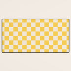 Checkerboard Check Checkered Pattern Yellow Cream Desk Mat Gallery Image 3