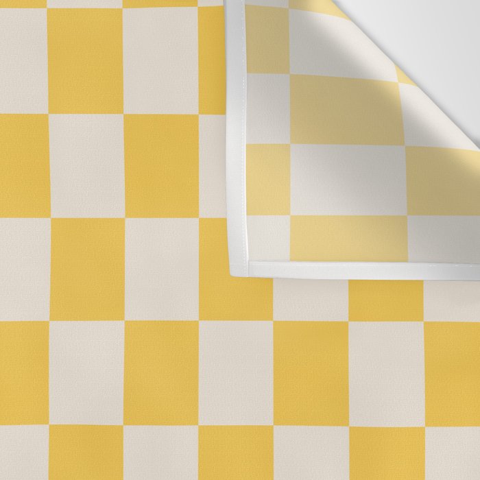 Checkerboard Check Checkered Pattern Yellow Cream Wall Tapestry Gallery Image 3