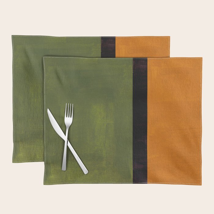 Olive Night Color Field Mid Century Modern Minimalist Placemat Gallery Image 1