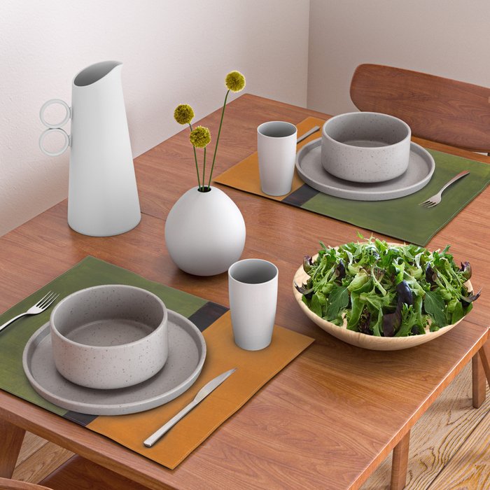 Olive Night Color Field Mid Century Modern Minimalist Placemat Gallery Image 2