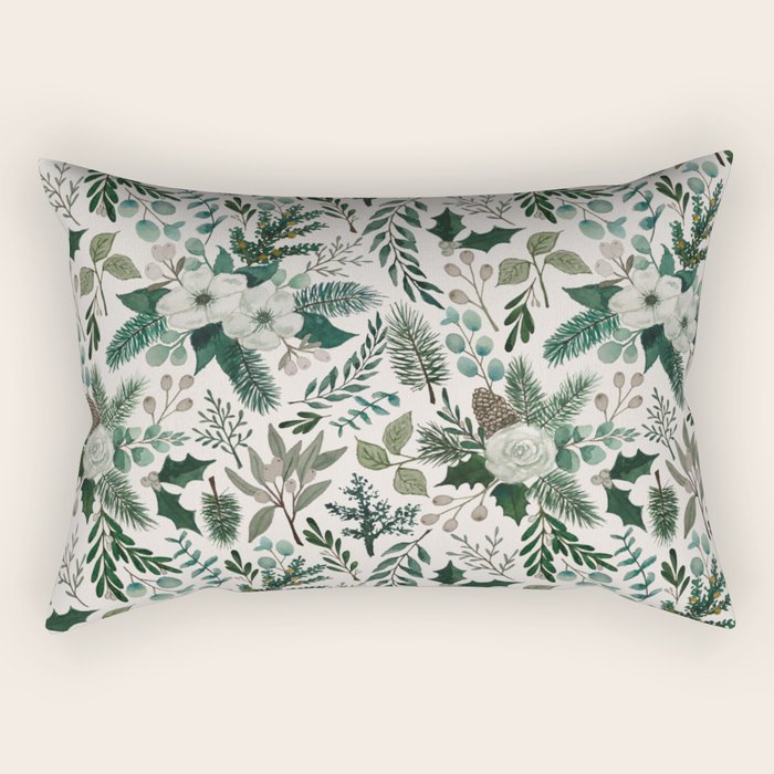 Winter Floral Pattern Rectangular Pillow Gallery Image 2