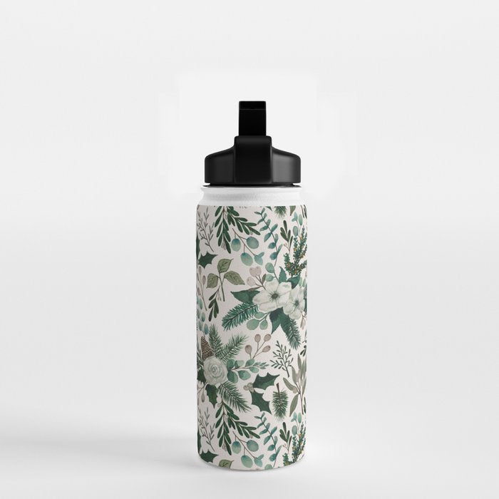 Winter Floral Pattern Water Bottle Gallery Image 2