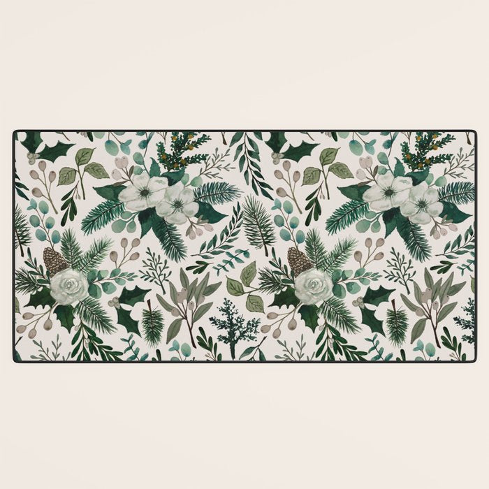 Winter Floral Pattern Desk Mat Gallery Image 3