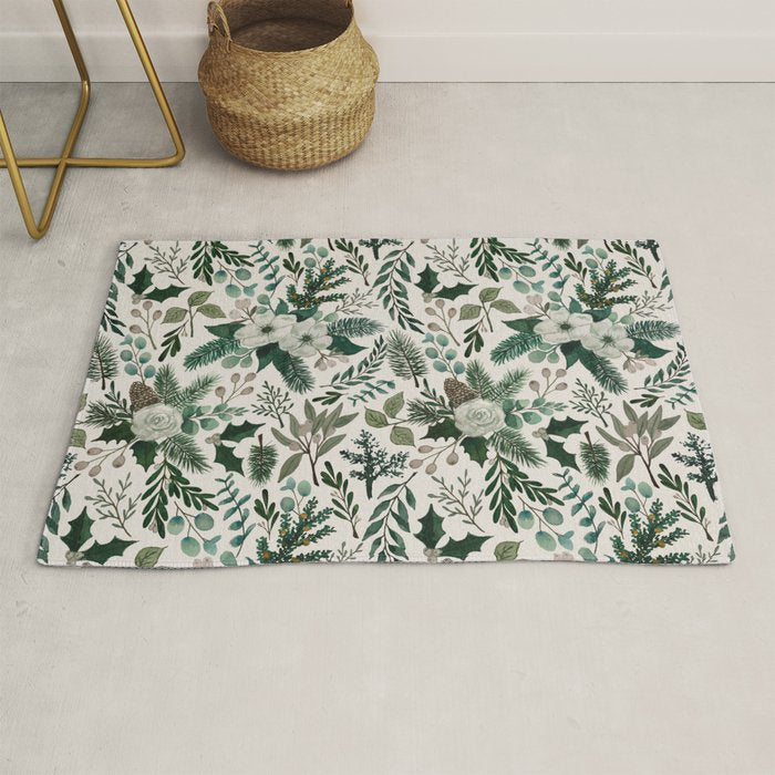 Winter Floral Pattern Rug Gallery Image 1