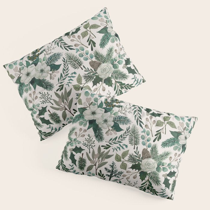 Winter Floral Pattern Pillow Sham Gallery Image 1