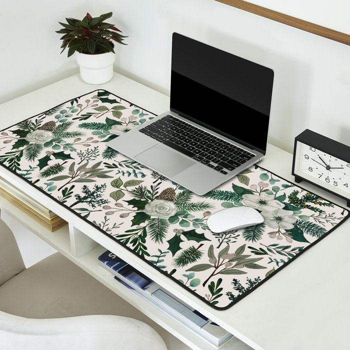 Winter Floral Pattern Desk Mat Gallery Image 2
