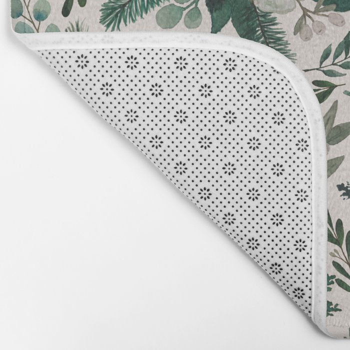 Winter Floral Pattern Bath Mat Gallery Image 2