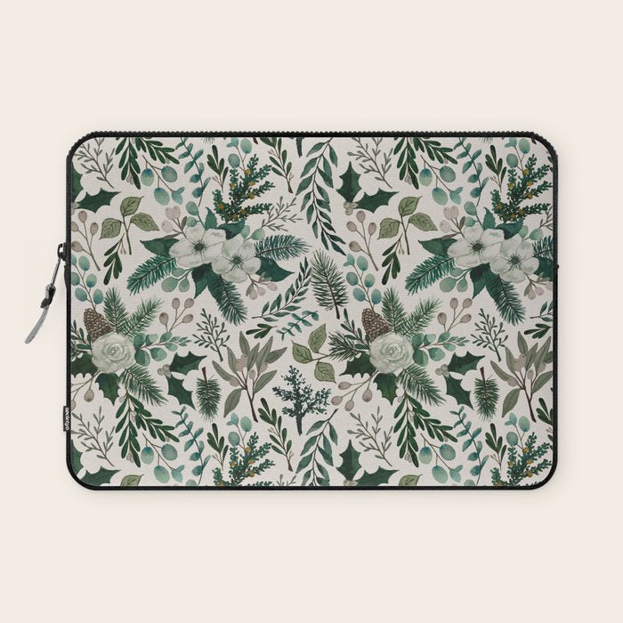 Winter Floral Pattern Laptop Sleeve Gallery Image 1