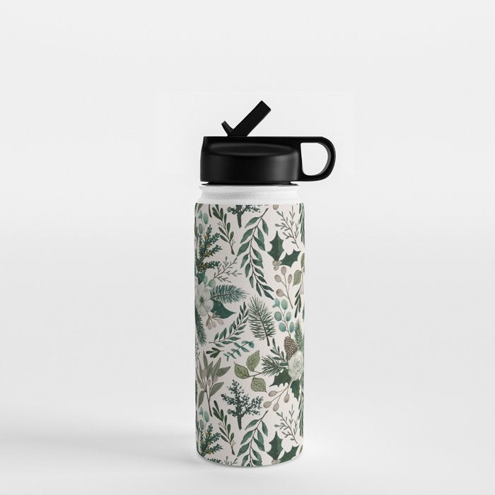 Winter Floral Pattern Water Bottle Gallery Image 1