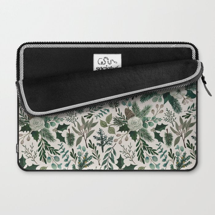 Winter Floral Pattern Laptop Sleeve Gallery Image 2