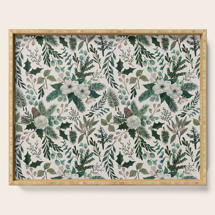 Winter Floral Pattern Serving Tray Gallery Image 1