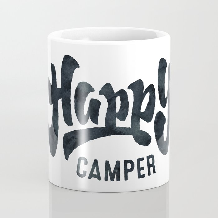 HAPPY CAMPER Black and White Retro Coffee Mug Gallery Image 4