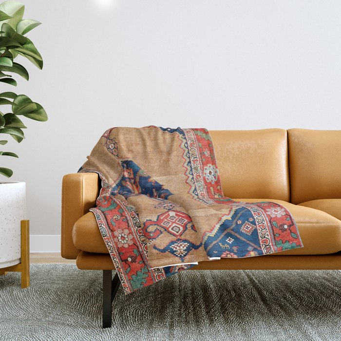 Bijar Kurdish Northwest Persian Rug Print Throw Blanket Gallery Image 1