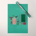 Dollhouse inventory / dark green Wrapping Paper Gallery Image 1