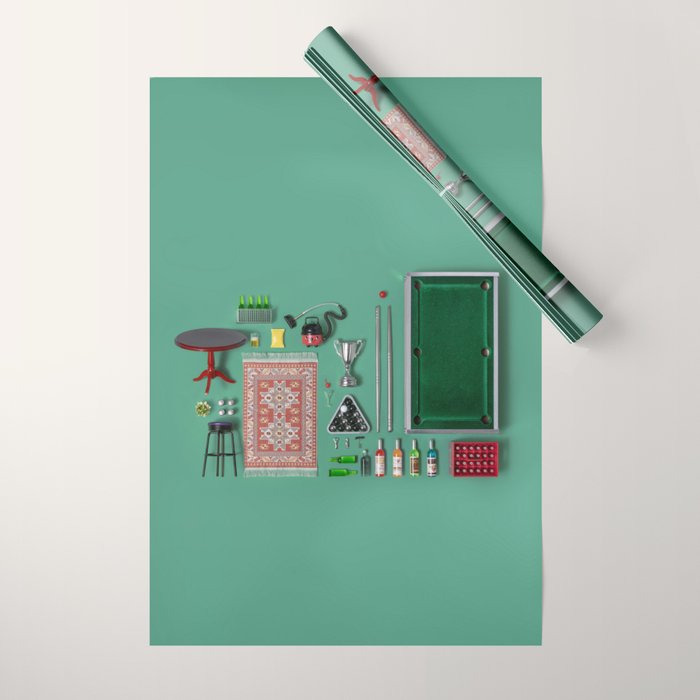 Dollhouse inventory / dark green Wrapping Paper Gallery Image 1