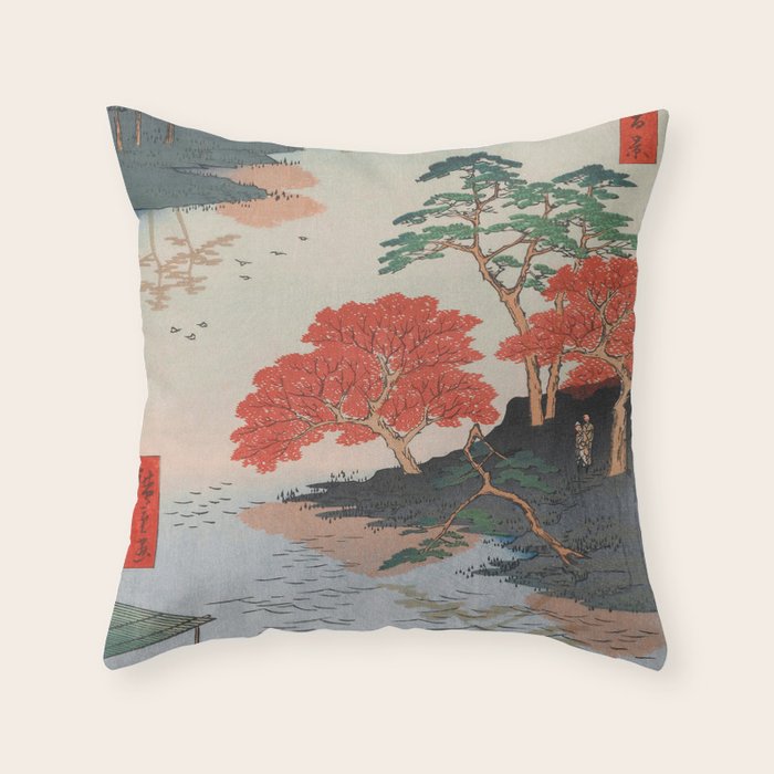 Inside Akiba Shrine Vintage Ukiyo-e Japanese Art Throw Pillow Gallery Image 1
