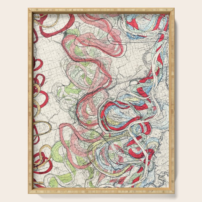 Vintage Map of the Mississippi River Serving Tray Gallery Image 1