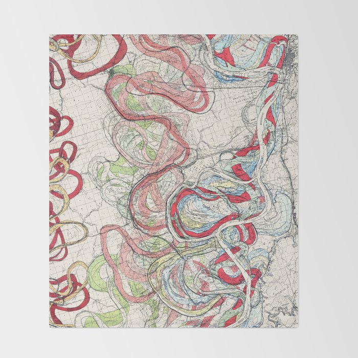 Vintage Map of the Mississippi River Throw Blanket Gallery Image 2