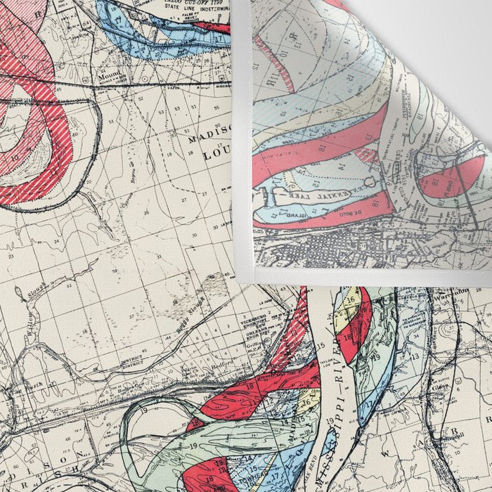 Vintage Map of the Mississippi River Wall Tapestry Gallery Image 3