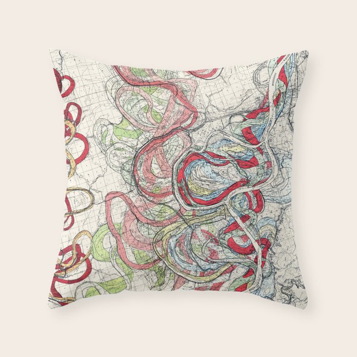 Vintage Map of the Mississippi River Throw Pillow Gallery Image 6