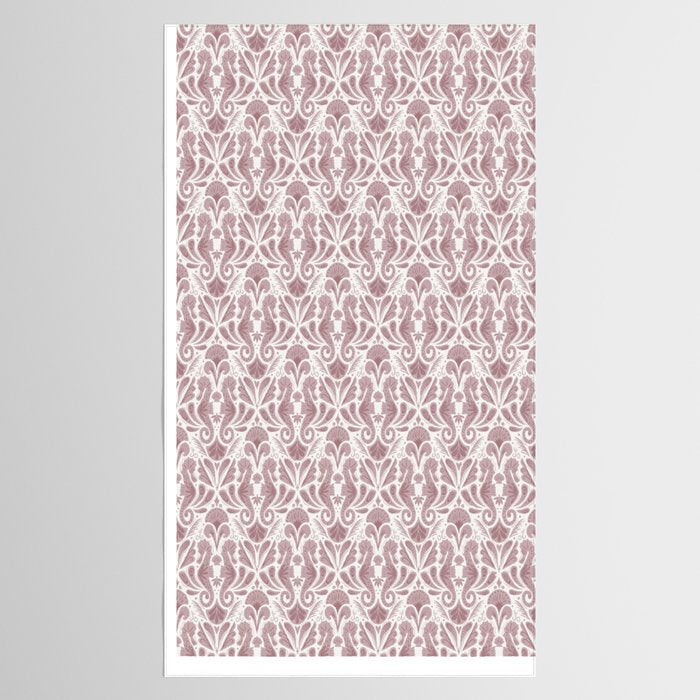 Seahorse Damask  Lilac Purple Tablecloth Gallery Image 2