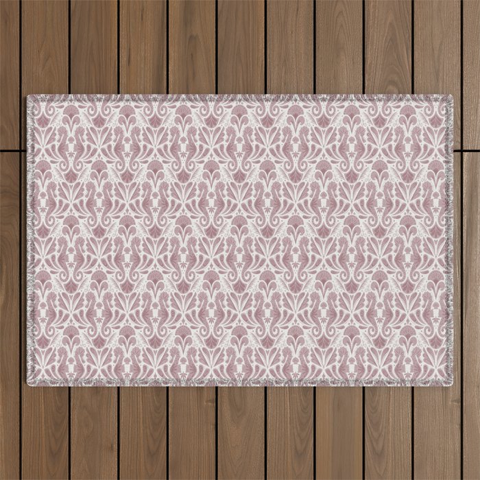 Seahorse Damask  Lilac Purple Outdoor Rug Gallery Image 1