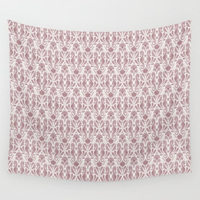 Seahorse Damask  Lilac Purple Wall Tapestry Gallery Image 4