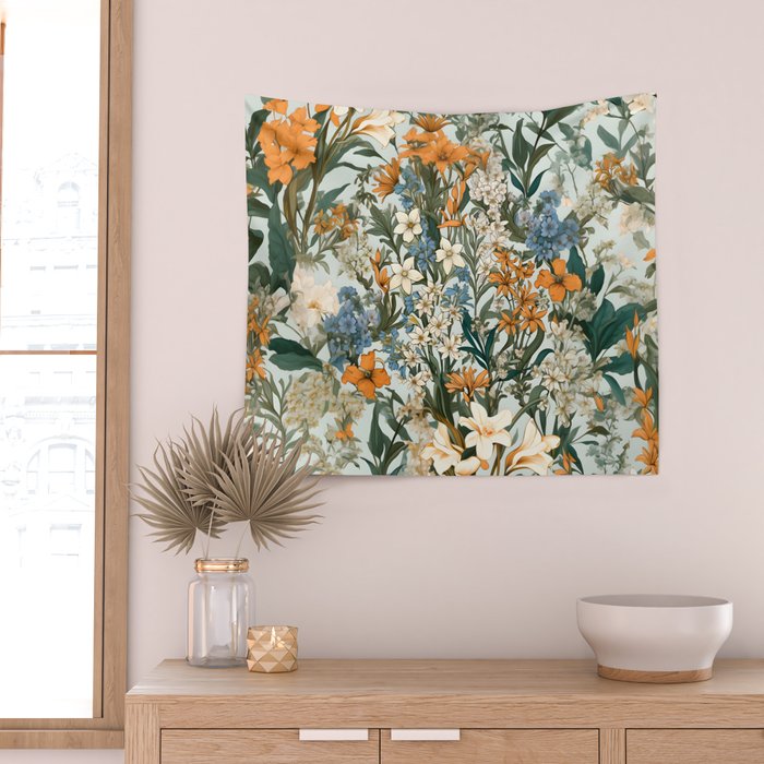 Countryside Bloom Floral Cottage Allure Wall Tapestry Gallery Image 2