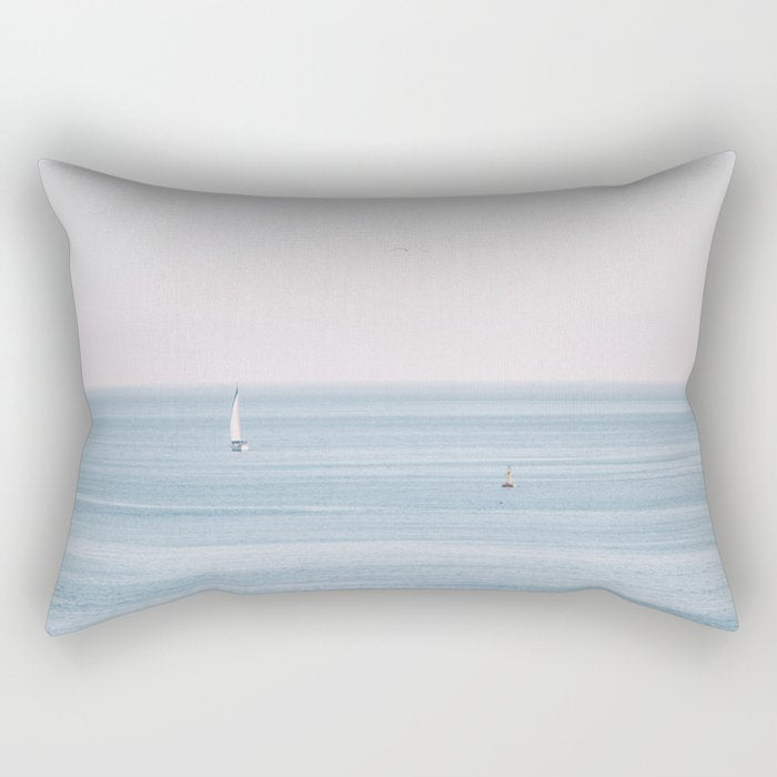 Ocean - Sail boat in calm sea - travel photography Rectangular Pillow Gallery Image 1