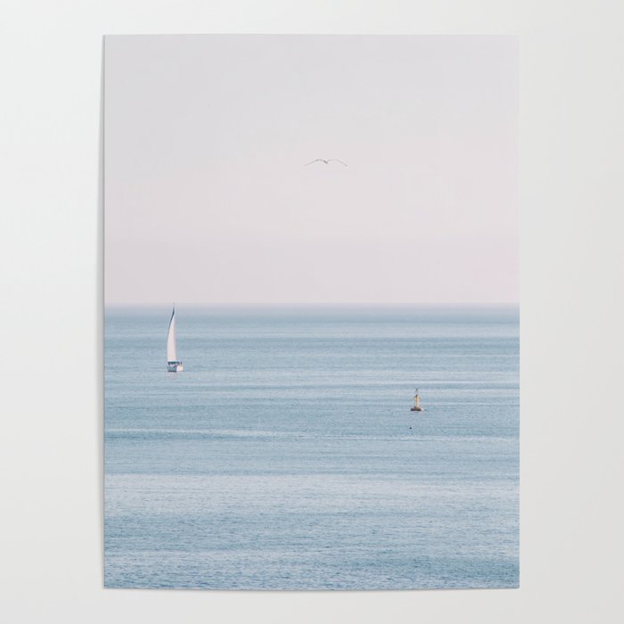 Ocean - Sail boat in calm sea - travel photography Poster Gallery Image 1