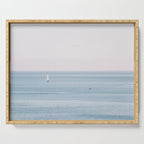 Ocean - Sail boat in calm sea - travel photography Serving Tray Gallery Image 1