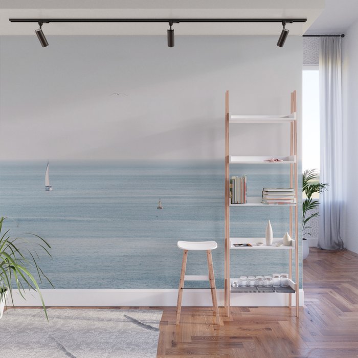 Ocean - Sail boat in calm sea - travel photography Wall Mural Gallery Image 1