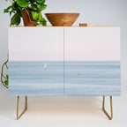 Ocean - Sail boat in calm sea - travel photography Credenza Gallery Image 1