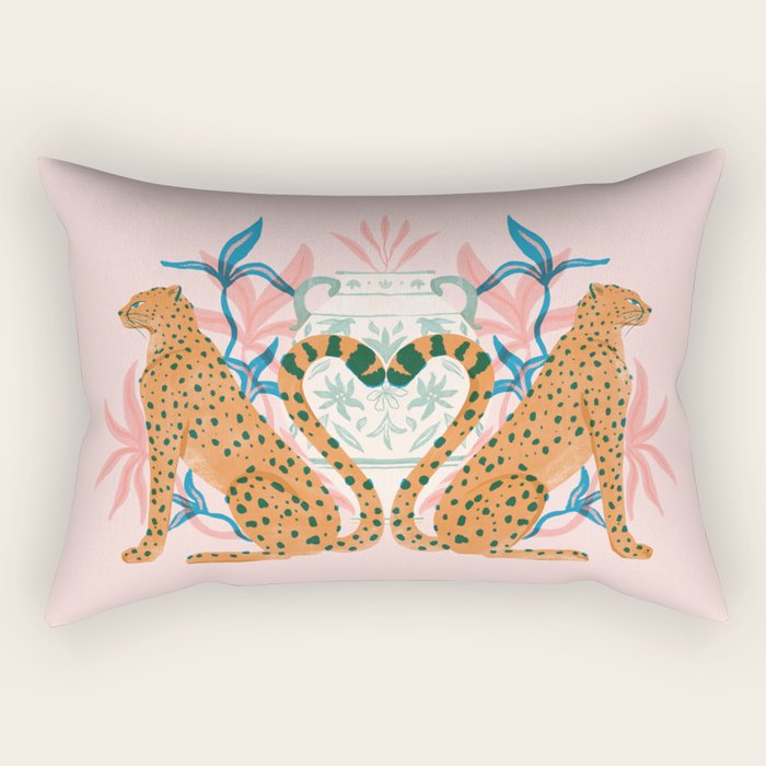 Cheetah Symmetry Rectangular Pillow Gallery Image 1