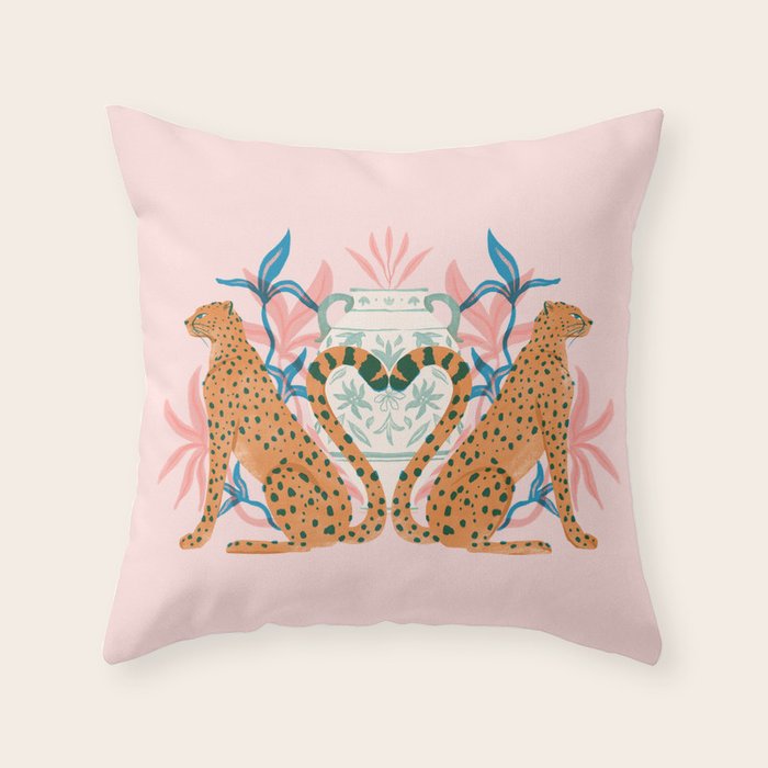Cheetah Symmetry Throw Pillow Gallery Image 1