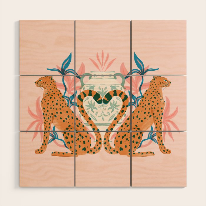 Cheetah Symmetry Wood Wall Art Gallery Image 1