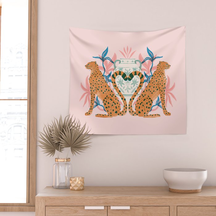 Cheetah Symmetry Wall Tapestry Gallery Image 2