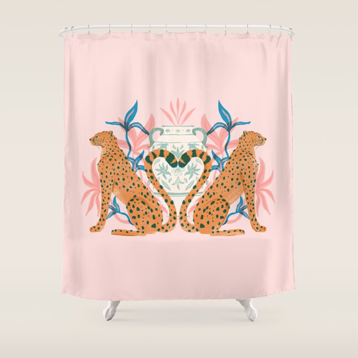 Cheetah Symmetry Shower Curtain Gallery Image 1