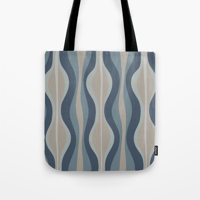 Mid Century Modern Hourglass Abstract Pattern in Neutral Blue Gray   Tote Bag Gallery Image 1