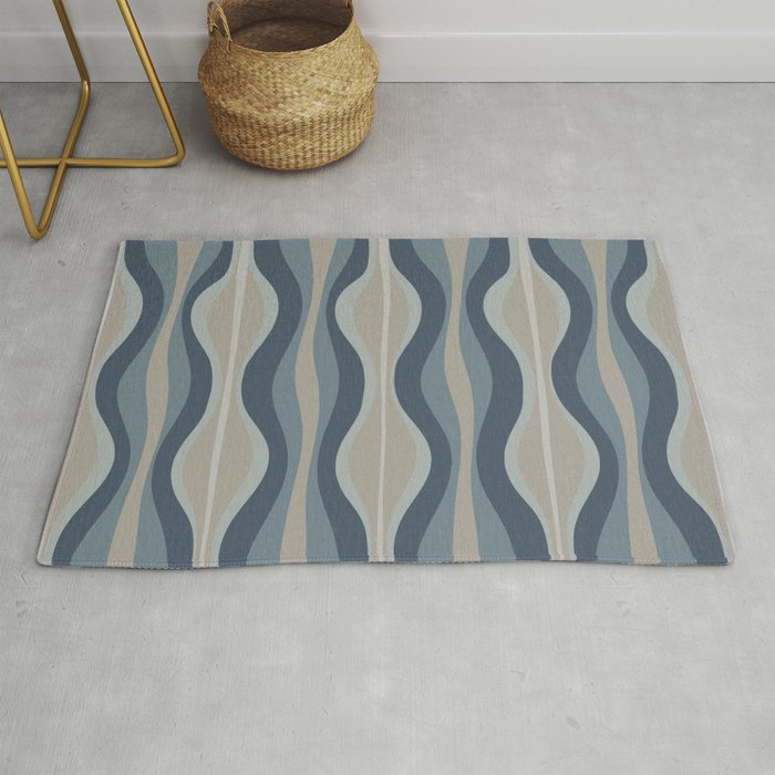 Mid Century Modern Hourglass Abstract Pattern in Neutral Blue Gray   Rug Gallery Image 1