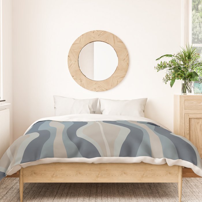 Mid Century Modern Hourglass Abstract Pattern in Neutral Blue Gray   Duvet Cover Gallery Image 3