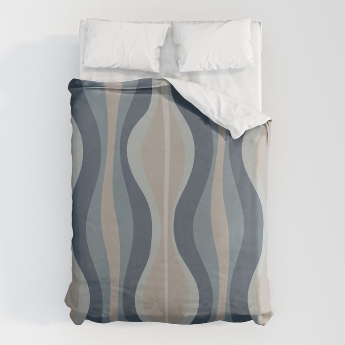 Mid Century Modern Hourglass Abstract Pattern in Neutral Blue Gray   Duvet Cover Gallery Image 1