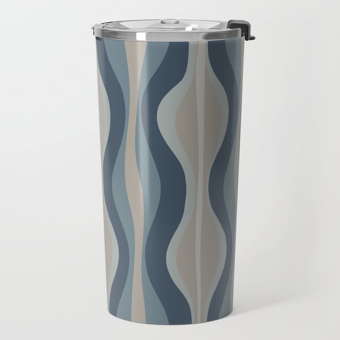 Mid Century Modern Hourglass Abstract Pattern in Neutral Blue Gray   Travel Mug Gallery Image 2